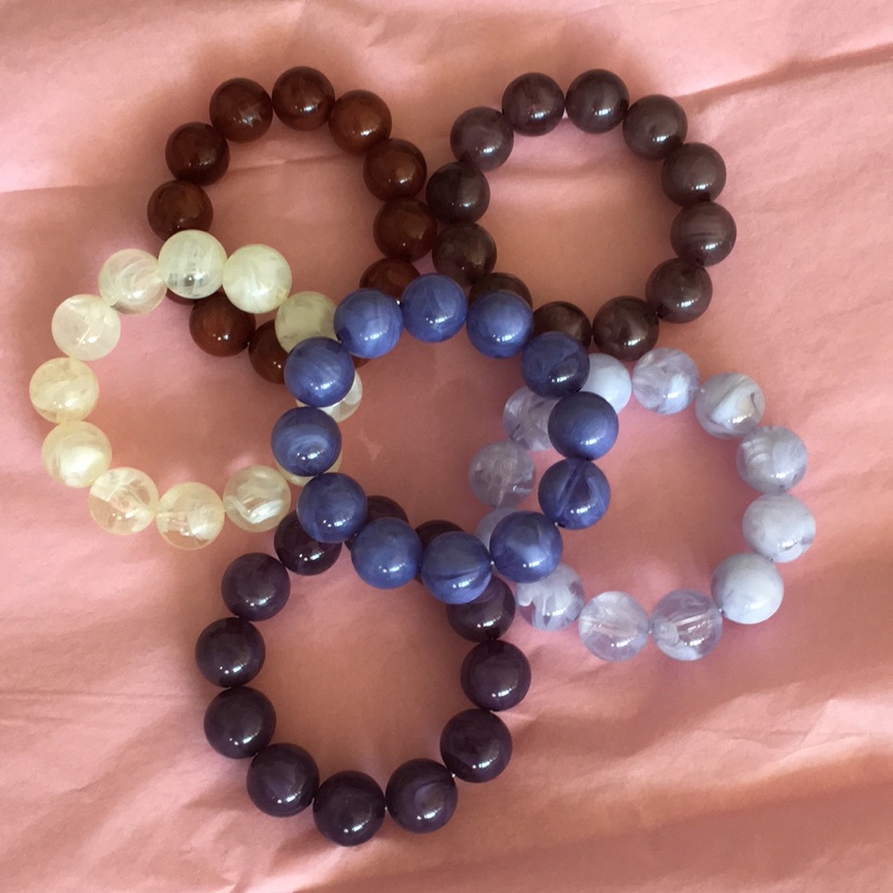 Six Stretch Bead Bracelets